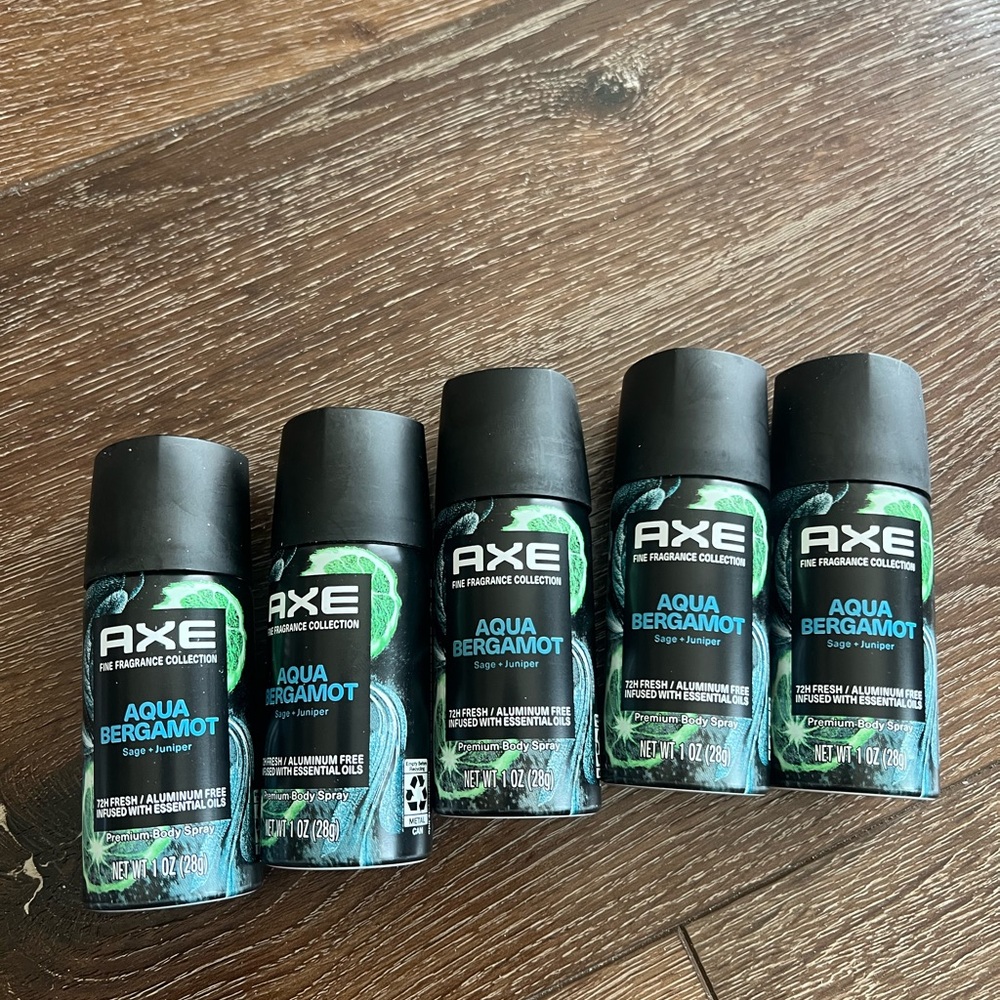 NWT Axe Aqua Bergamot body Spray - Black and Green 1 oz ( 5 total )